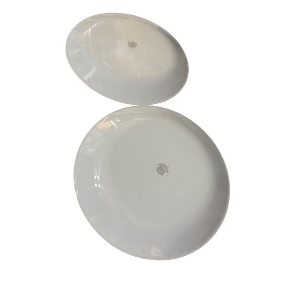 2 Corelle Vitrelle City Block White Dinner Plates Black Geometric Pattern 10.25" - Picture 2 of 4